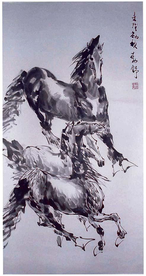 刘勃舒三马图