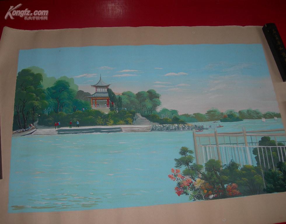 疑为吴冠中 颐和园 水粉写生4张 70-80年代出版物