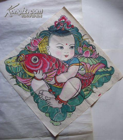 辽宁美术出版社早期手绘 年画 原稿(55x55cm)