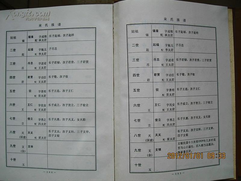 宋氏族谱(首卷,河南省方城县广阳镇杜岗村一带.