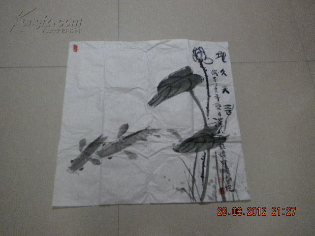 敦煌画院院长周汉仁国画一张(荷花)