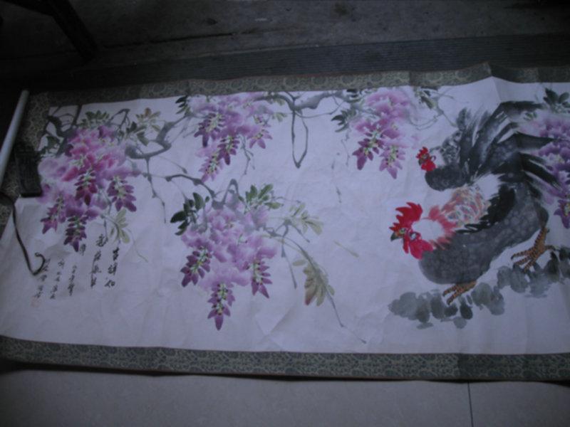 著名画家陈浩花鸟画一张62x129cm保真