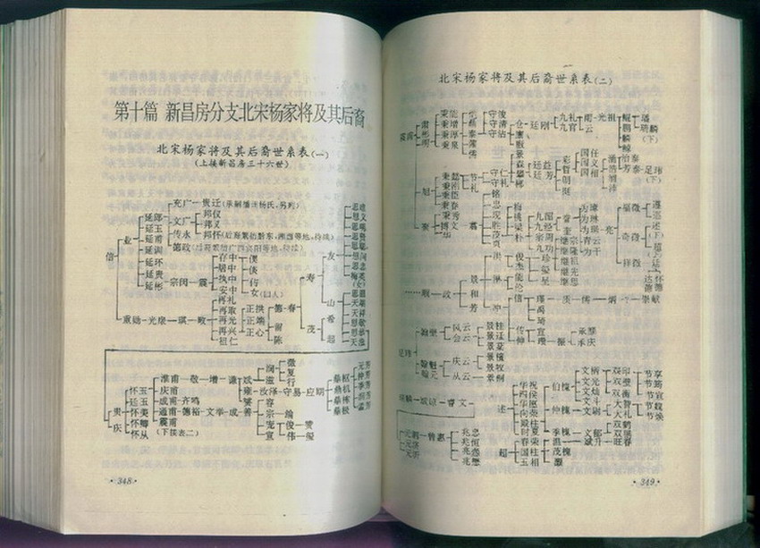 越公房世系表,宋杨家将及其后裔世系表等,是研究和编修杨氏家谱,杨氏