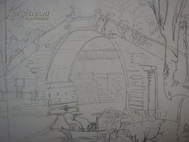 【南师大教授周玉峰苏州园林写生精品集萃】苏州寒山寺速写(铅笔)