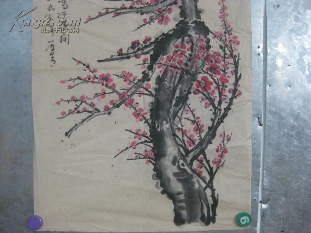 画家石青 梅花 画一幅 66/44厘米