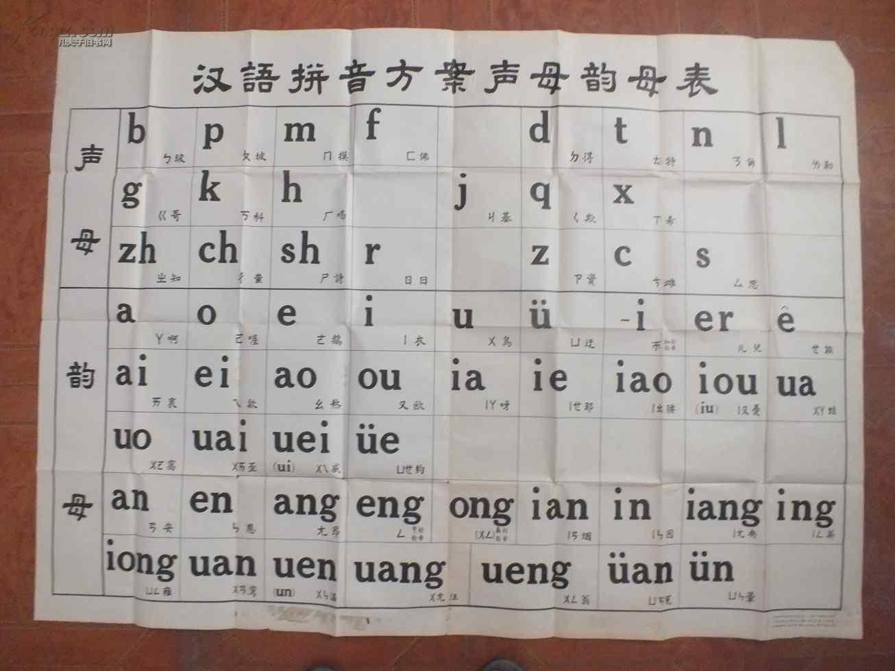 58年汉语拼音方案声母韵母表挂图153x108cm