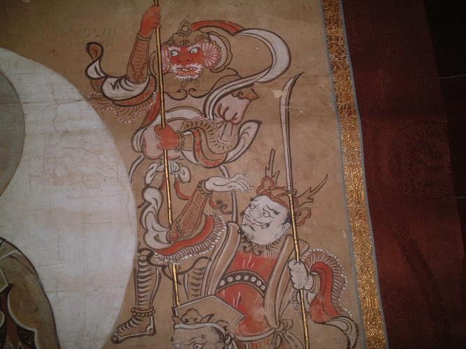 佛教《释迦三尊十六善神图 清中期日本手绘本 立轴 轴头精美