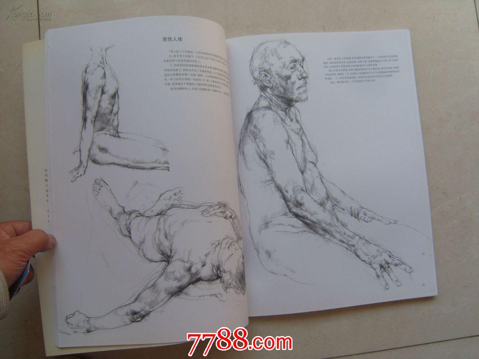 怎样画人体素描(8开平装,库存书,书脊处有点磨损,内页品好 8开1本,原