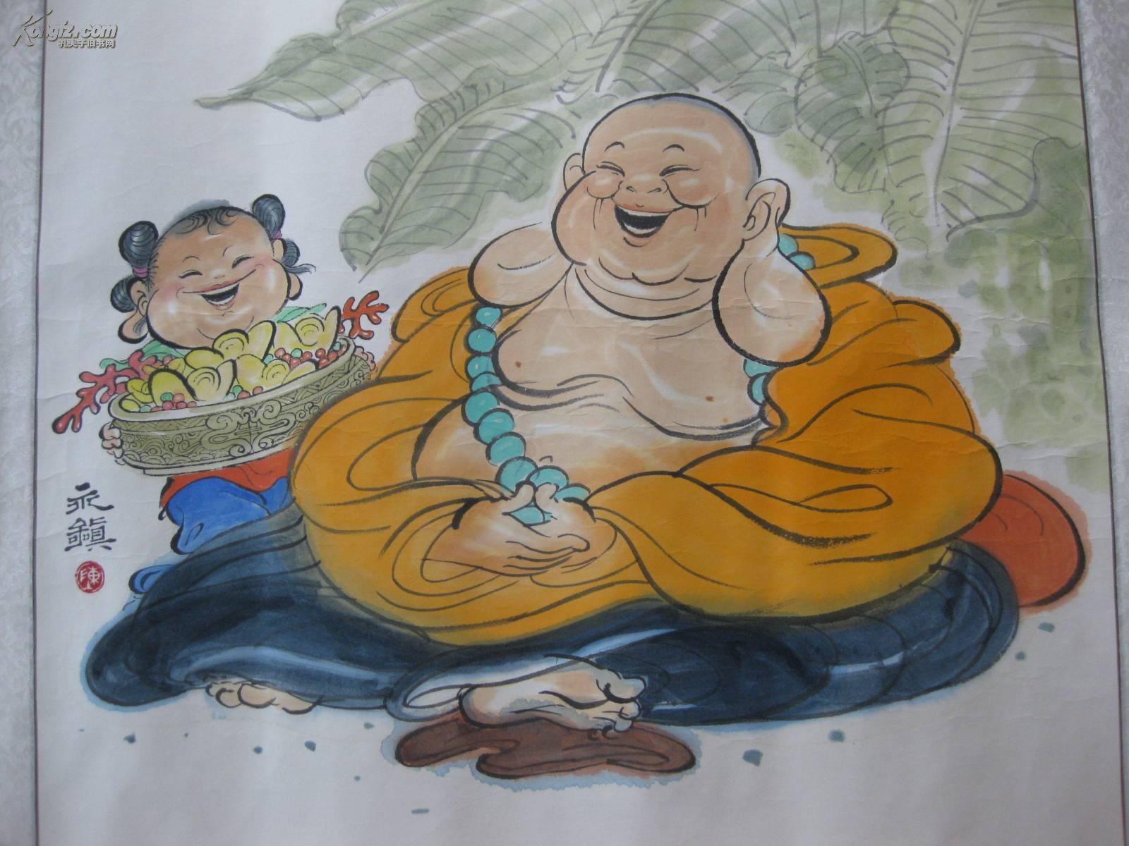 【著名儿童画画家 陈永镇 书画作品 乐佛 浙江温州 擅长儿童画1956年