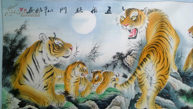 谭乐丹 五福临门一幅 150cmx78cm