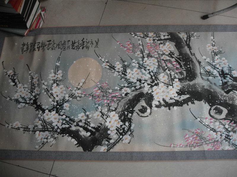 罗琦梅花一副傲雪铁骨61x128cm保真