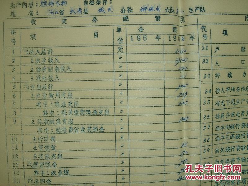 【图】河北省武清县社员户分阶层收入调查统计