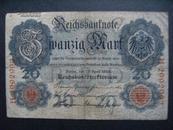1910年德国老马克20马克纸币x