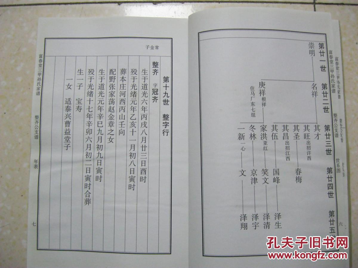 孙氏家谱(整齐公后代支谱.富春堂.马厂等地)