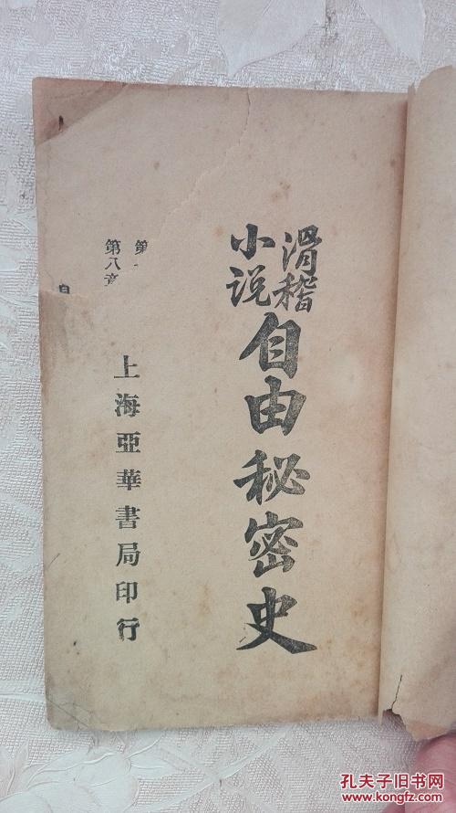 【图】孔网孤本,民十八年社会小说《自由秘密