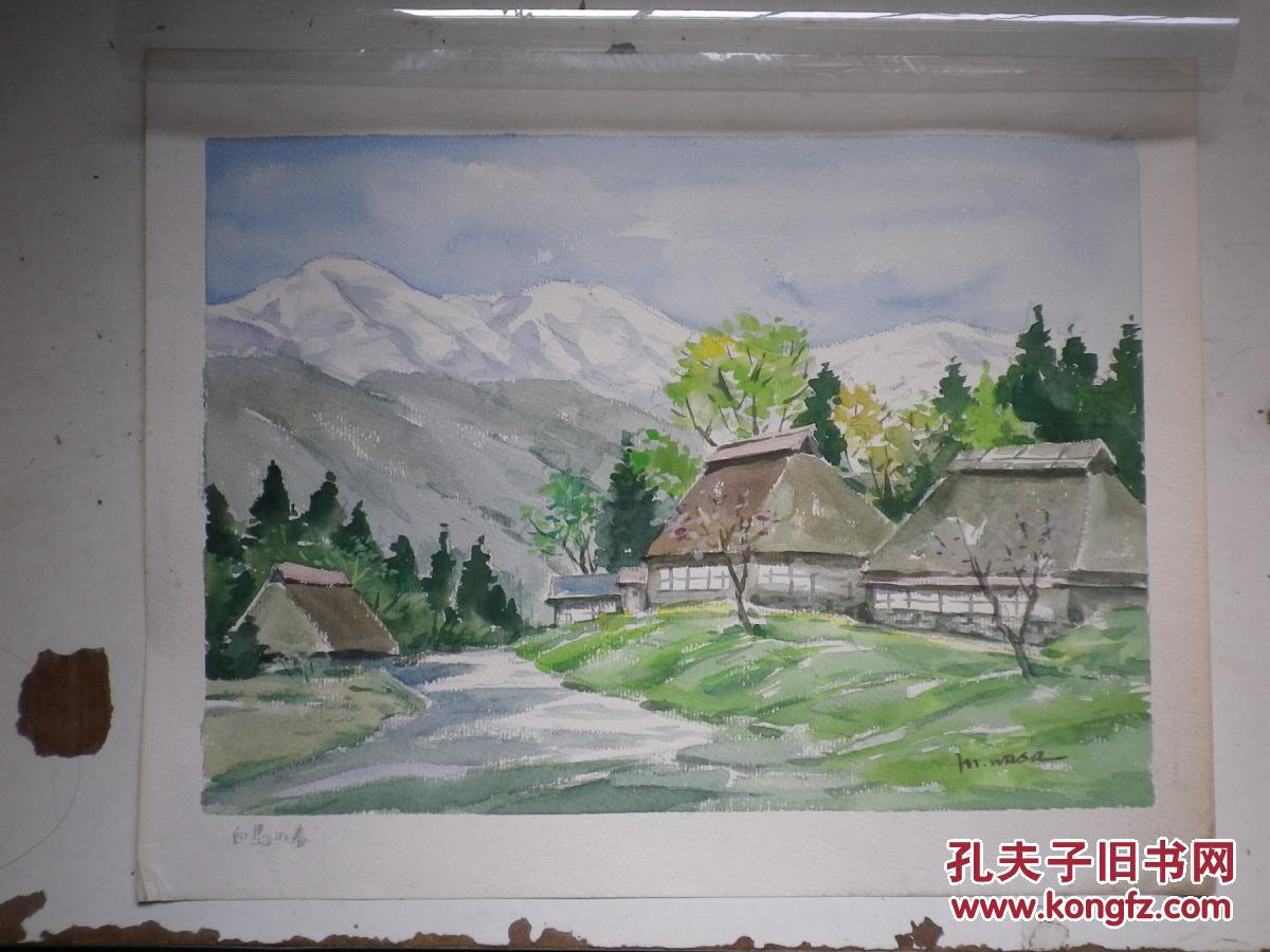 日本长野县水彩风景画6张