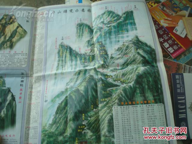 封面东峰仙掌崖 著名画家王建平,王镐绘制的华山南眺,西眺,俯瞰,全景