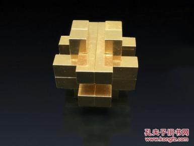 孔明锁鲁班锁纯黄铜12根益智解锁智力搁架笔架玩具成人魔金玩具