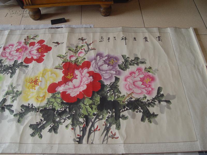 著名画家高山巨幅牡丹图,画芯10平尺,保真 拍品编号:14082748