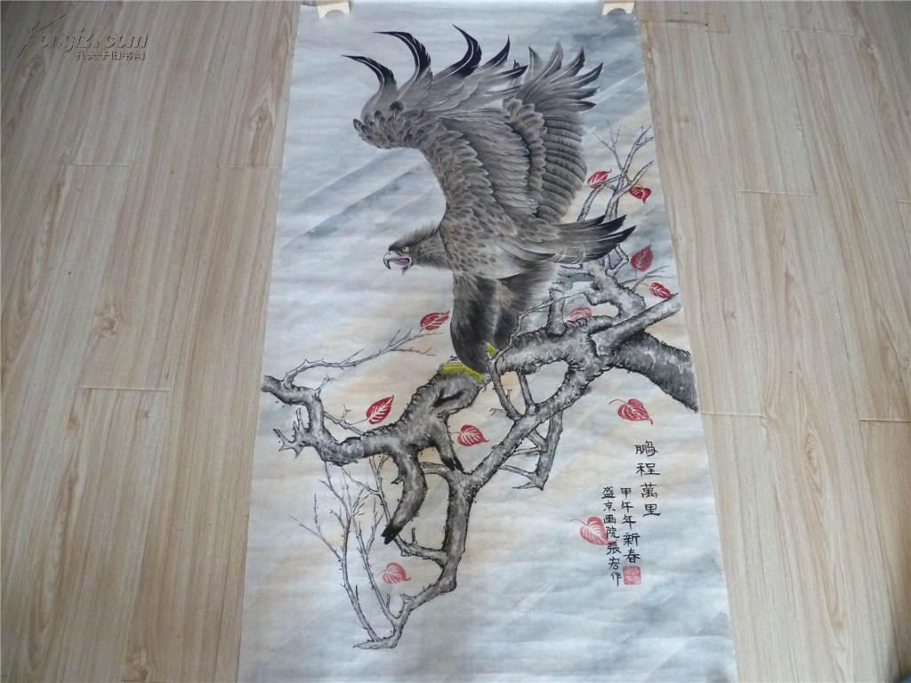 纯手绘 工笔雄鹰【鹏程万里】画工精湛 分毫毕现 眼神