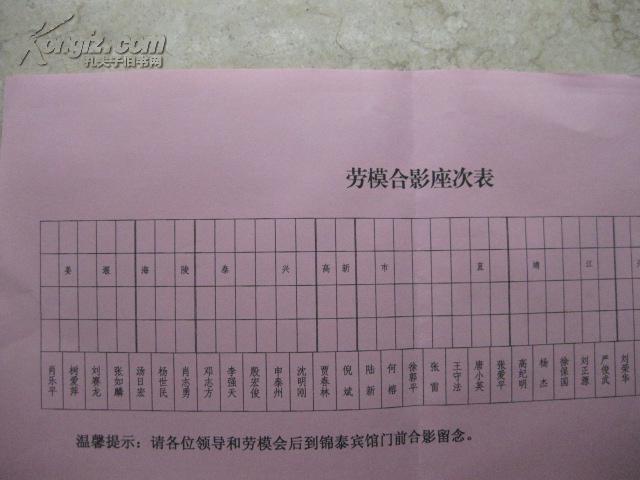 【图】劳模合影座次表