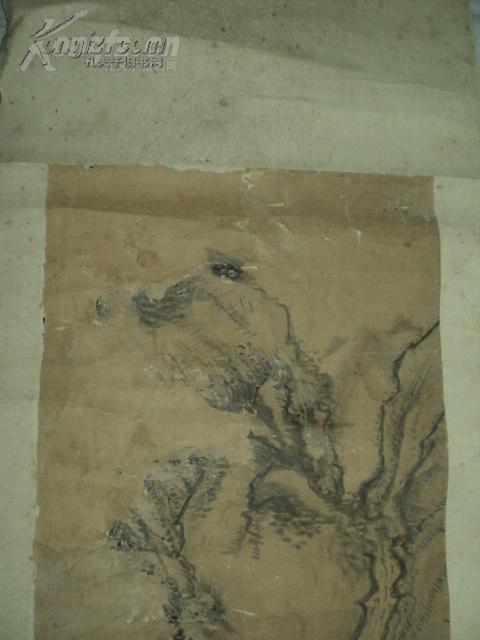 保真包老罕见:清代或者民国山水人物画一张-不知道是哪个古代名画家画图片