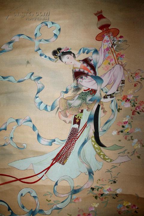 刘子铸 天女散花 绢本精品