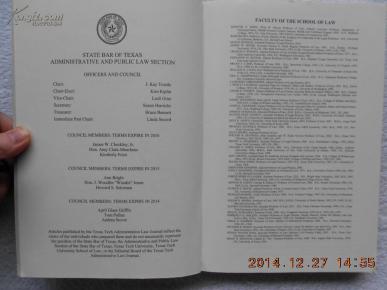texas tech administrative law journal vol.15,book1 德州理工行政法杂志vol.15.1,英文原版,美国德州理工大学法学院2013年版