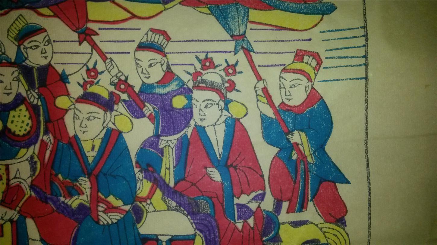 清代原版孤本木刻木版年画版画*状元游街*值得收藏