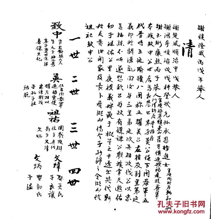 【复印件】东山谢氏族谱 福建沙堤 德让公支 16开 84页 手抄版本
