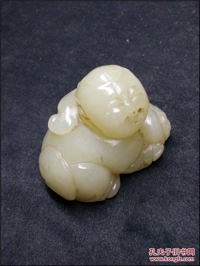 12353j242宋代老和田玉如意童子把件
