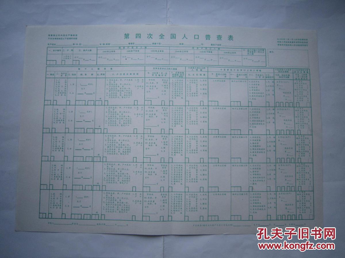 第三次全国人口普查表样_第七次人口普查表