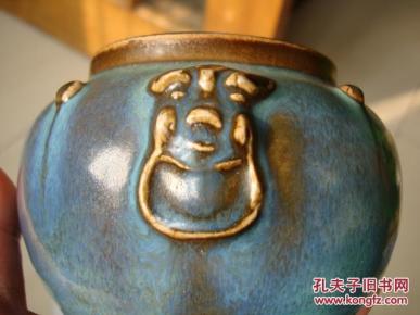 清代钧瓷窑变兽耳香炉
