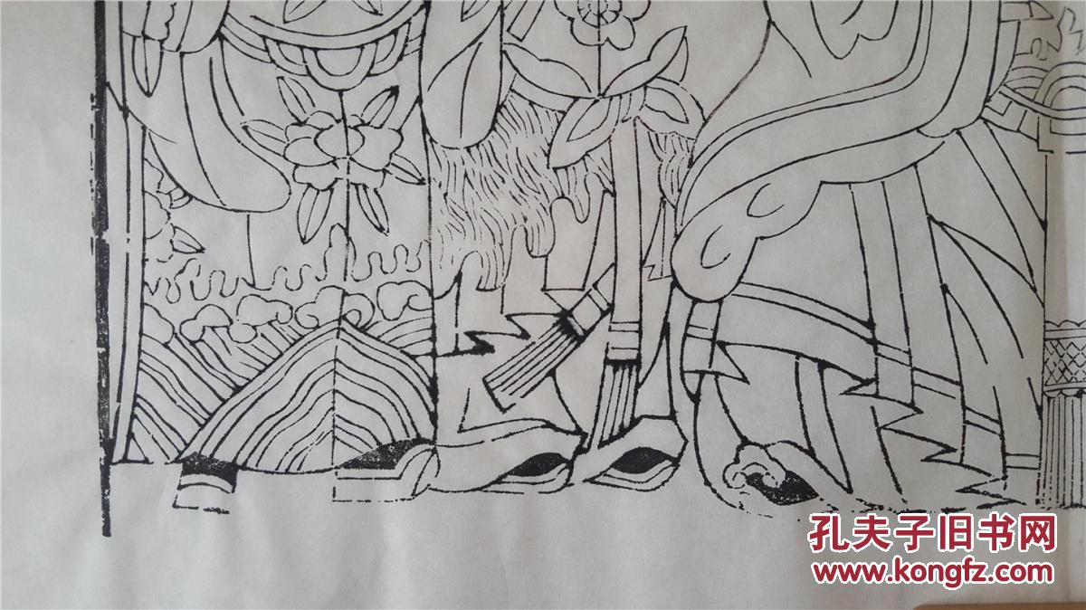 文物级清代版杨家埠木版年画社早年印版画*玉皇阁线稿*仅此一张