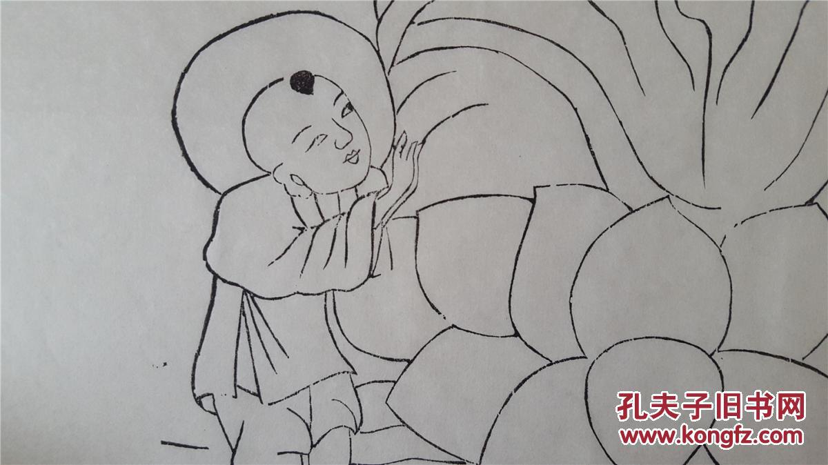 文物级清代版杨家埠木版年画社早年印版画*观音菩萨线稿*仅此一张