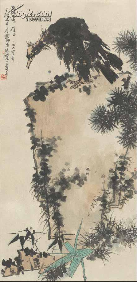 潘天寿 鹰石图