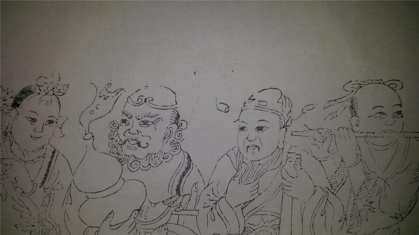 画店80年代存样线稿*木刻木版年画版画*八仙庆寿*
