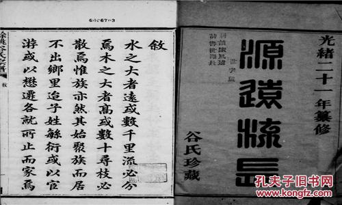 【复印件】谷氏族谱 浙江余姚 继久公支 16开 370页 光绪二十一年1895