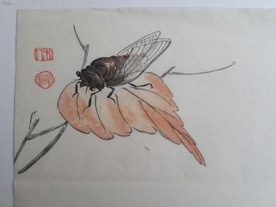 民国荣宝斋----套色木版水印斋信笺:齐白石工笔草虫画笺四种之第(1)种
