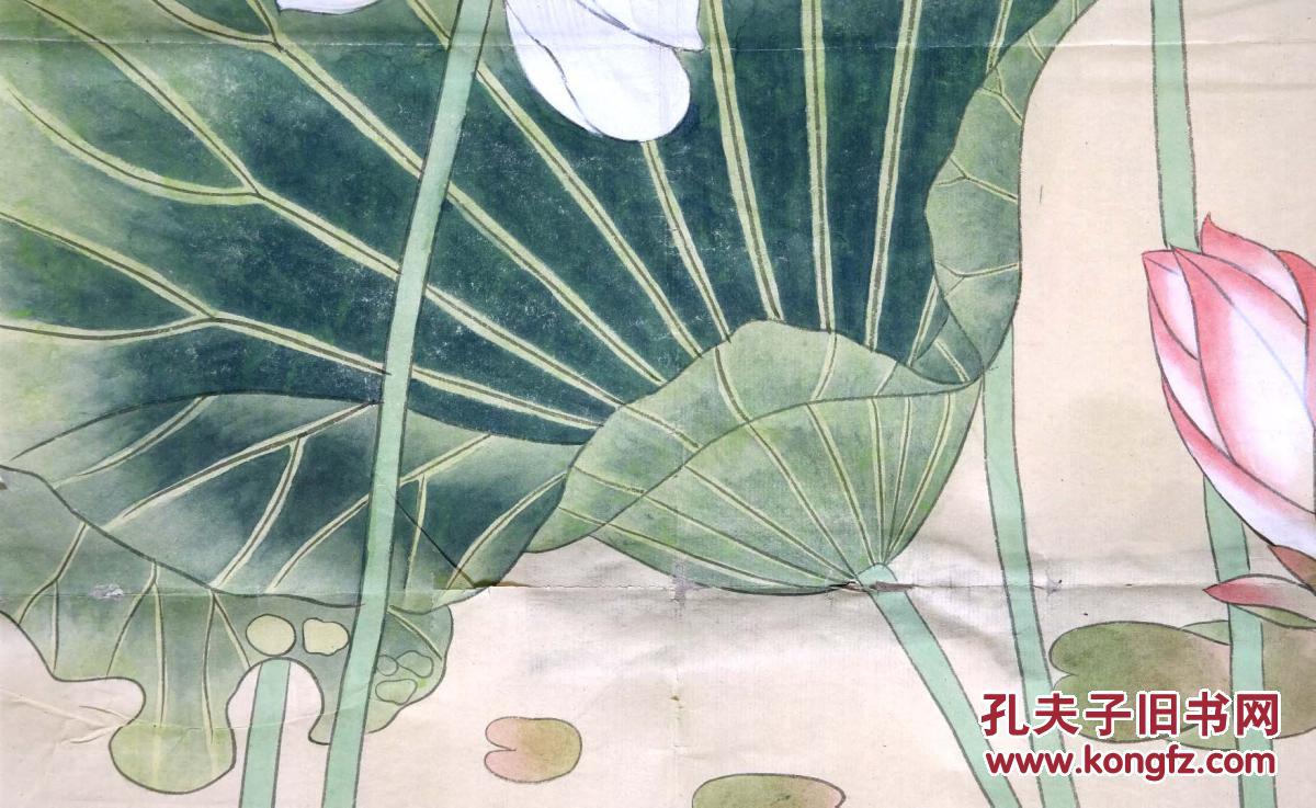 江苏省美术家协会副主席喻继高工笔重彩花鸟画鸳鸯荷花图旧软片当代