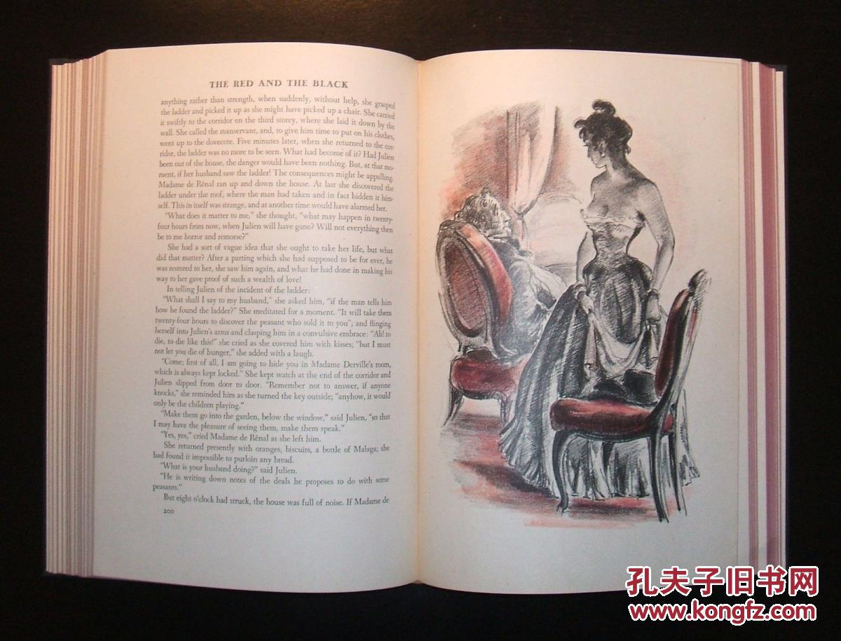 名著,1947年纽约出版,司汤达 的作品《红与黑》大量图片, 精装