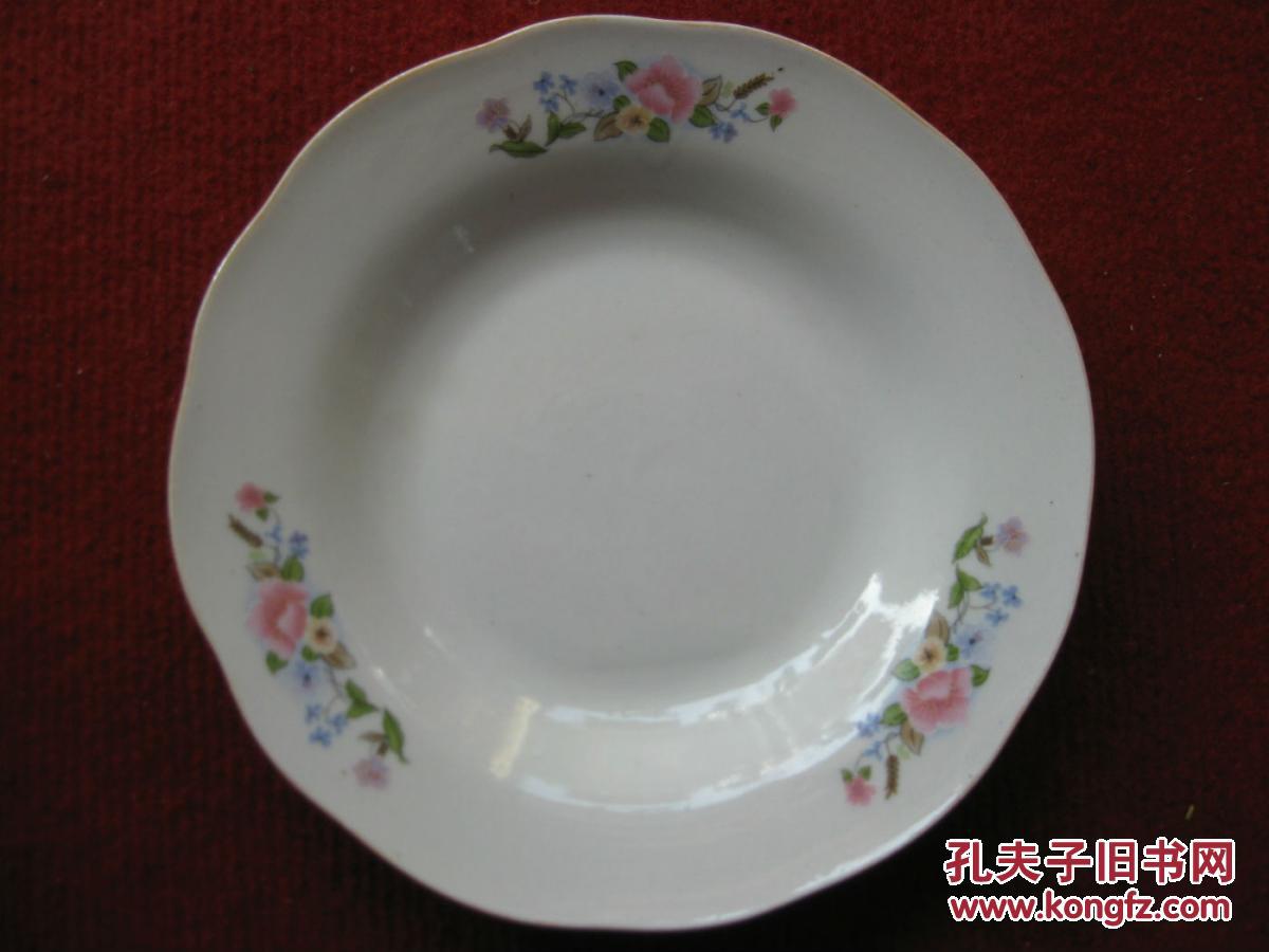 怀旧收藏保老保真 七八十年代陶瓷盘子 柔色花卉图案