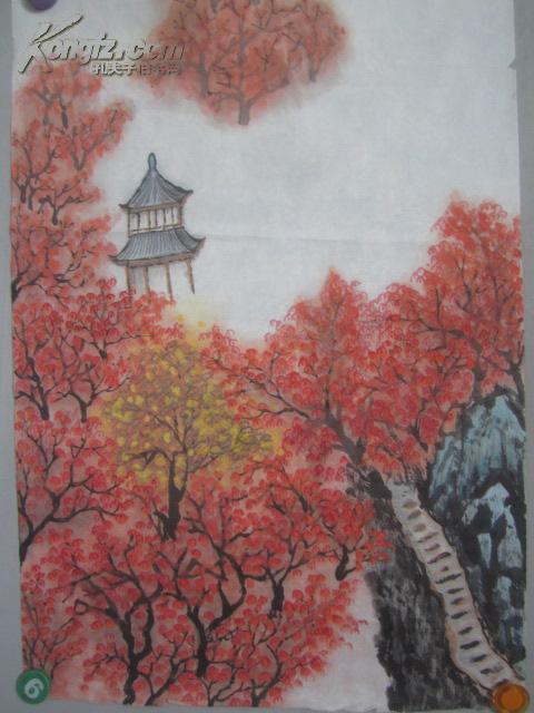 满山红叶 国画一幅 69*46厘米