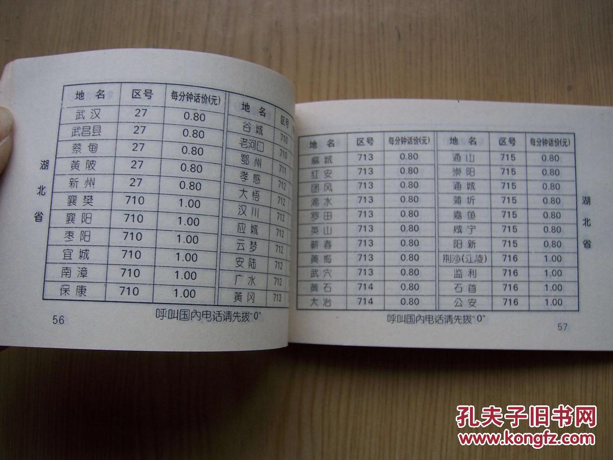 【图】长途直拨电话 区号.资费手册*64开