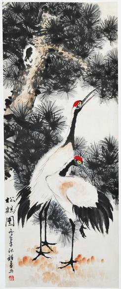 岳祥书 松鹤图