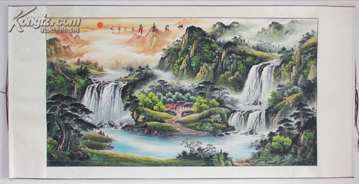 四尺元宝山招财山水画---聚宝盆---旭日东升