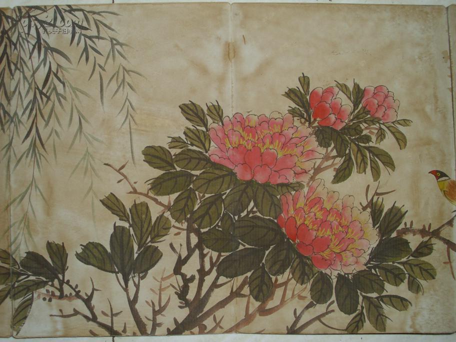 仿古马元驭花鸟画册 老画古画国画字画绘画山水画人物画古董古玩收藏
