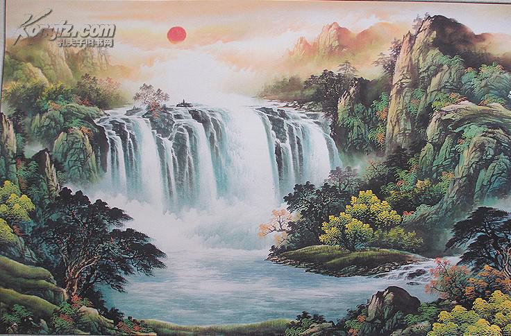 六尺聚宝盆山水画---左右逢源----源远流长