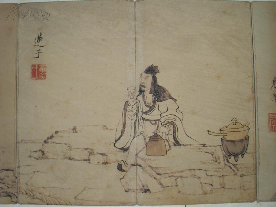 仿古老莲人物画册 国画书法字画人物画山水画老画老画古画古董小册