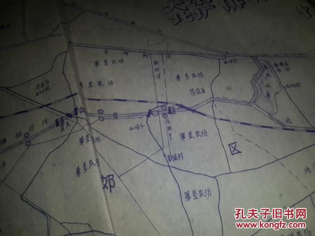 76年天津市南郊区根治海河指挥部大沽北塘排污河工程位置图 10万分之